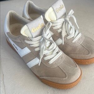 Gola Tan and White Elan Suede Casual Sneakers 7